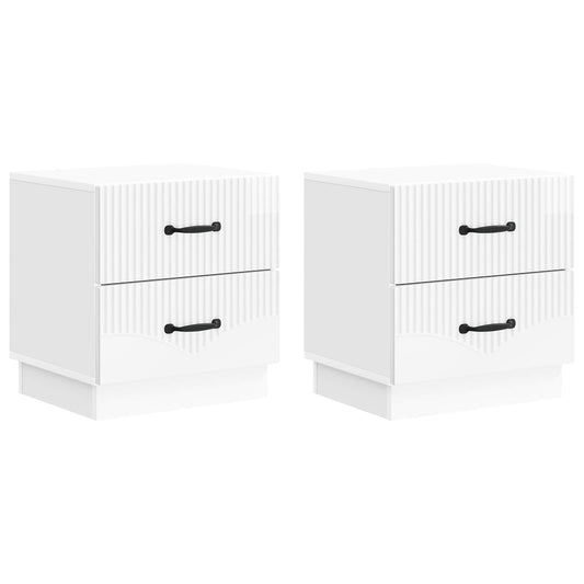 vidaXL Bedside Cabinet 2 pcs High Gloss White 43 x 34.5 x 44.5 cm