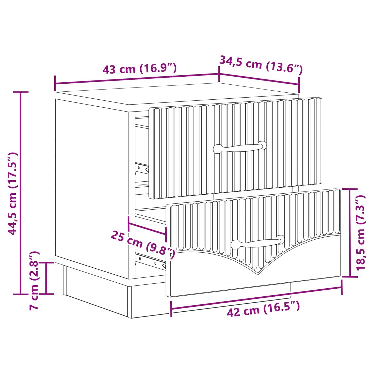 vidaXL Bedside Cabinet 2 pcs Grey Sonoma 43 x 34.5 x 44.5 cm