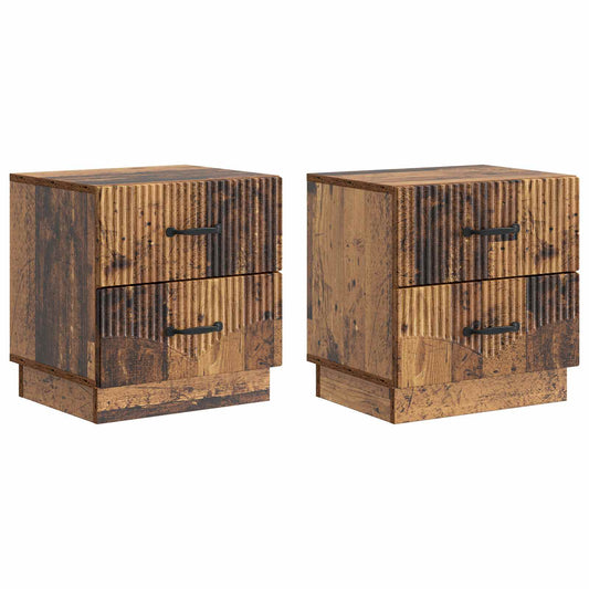 vidaXL Bedside Cabinet with Drawer 2 pcs Old Wood 43 x 34.5 x 44.5 cm