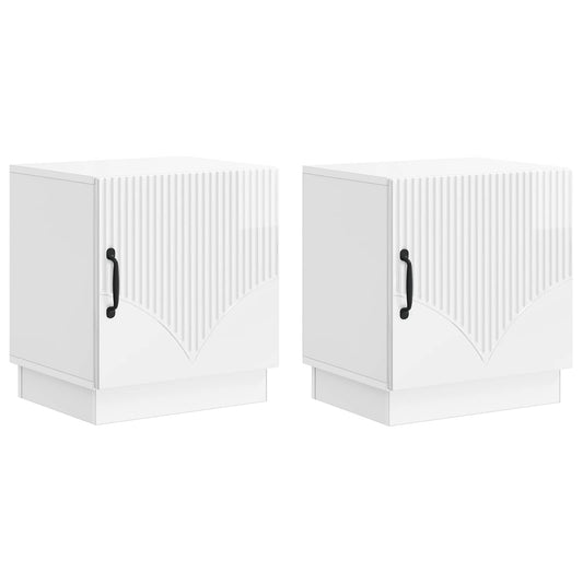 vidaXL Bedside Table 2 pcs High Gloss White 43 x 34.5 x 47 cm