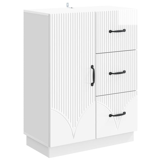 vidaXL Sideboard High Gloss White 66 x 34.5 x 87 cm Engineered Wood