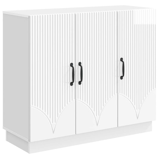 vidaXL Sideboard High Gloss White 89 x 34.5 x 77 cm Engineered Wood