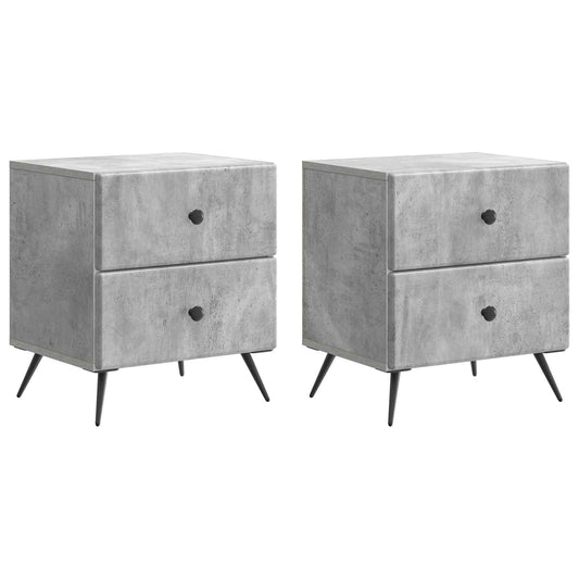 vidaXL Bedside Cabinet 2 pcs Concrete Grey 43 x 34.5 x 47.5 cm