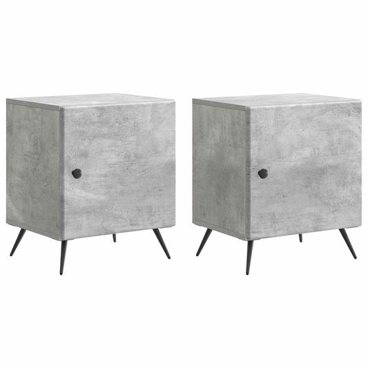 vidaXL Bedside Cabinet 2 pcs Concrete Grey 43 x 34.5 x 50 cm