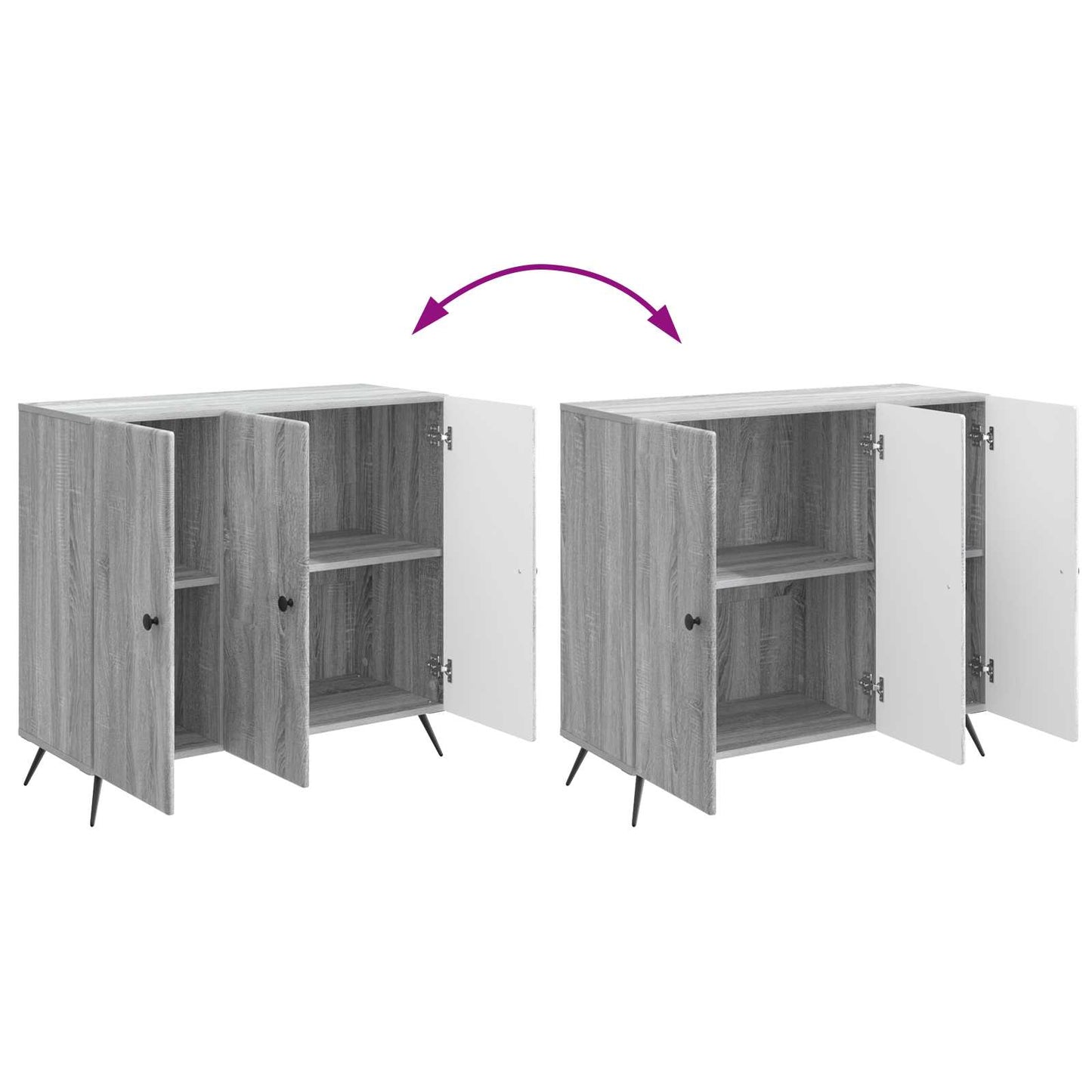 vidaXL Sideboard Grey Sonoma 89 x 34.5 x 80 cm Engineered Wood