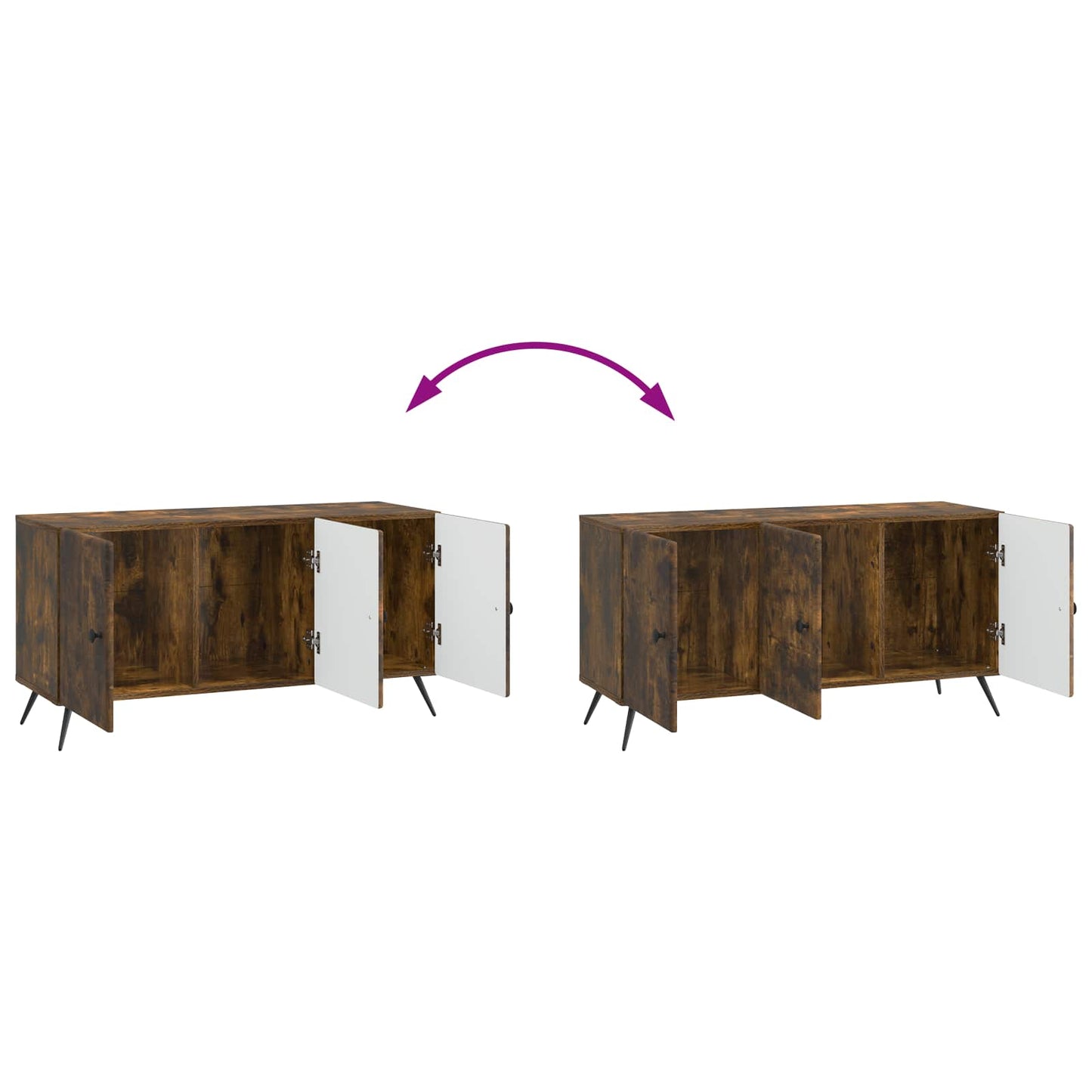 vidaXL TV Cabinet Smoked Oak 99 x 34.5 x 50 cm Engineered Wood