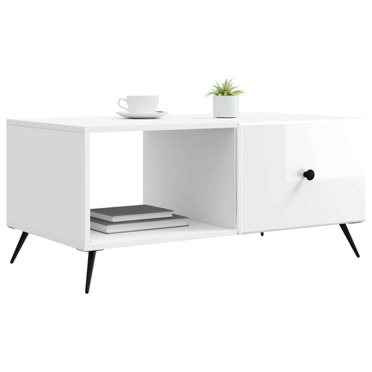 vidaXL Coffee Table High Gloss White 90 x 50 x 40 cm Engineered Wood