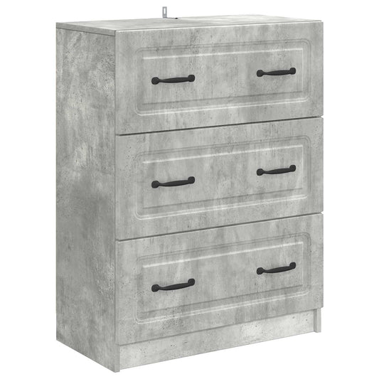 vidaXL Drawer Cabinet Concrete Grey 66 x 34.5 x 87 cm Engineered Wood
