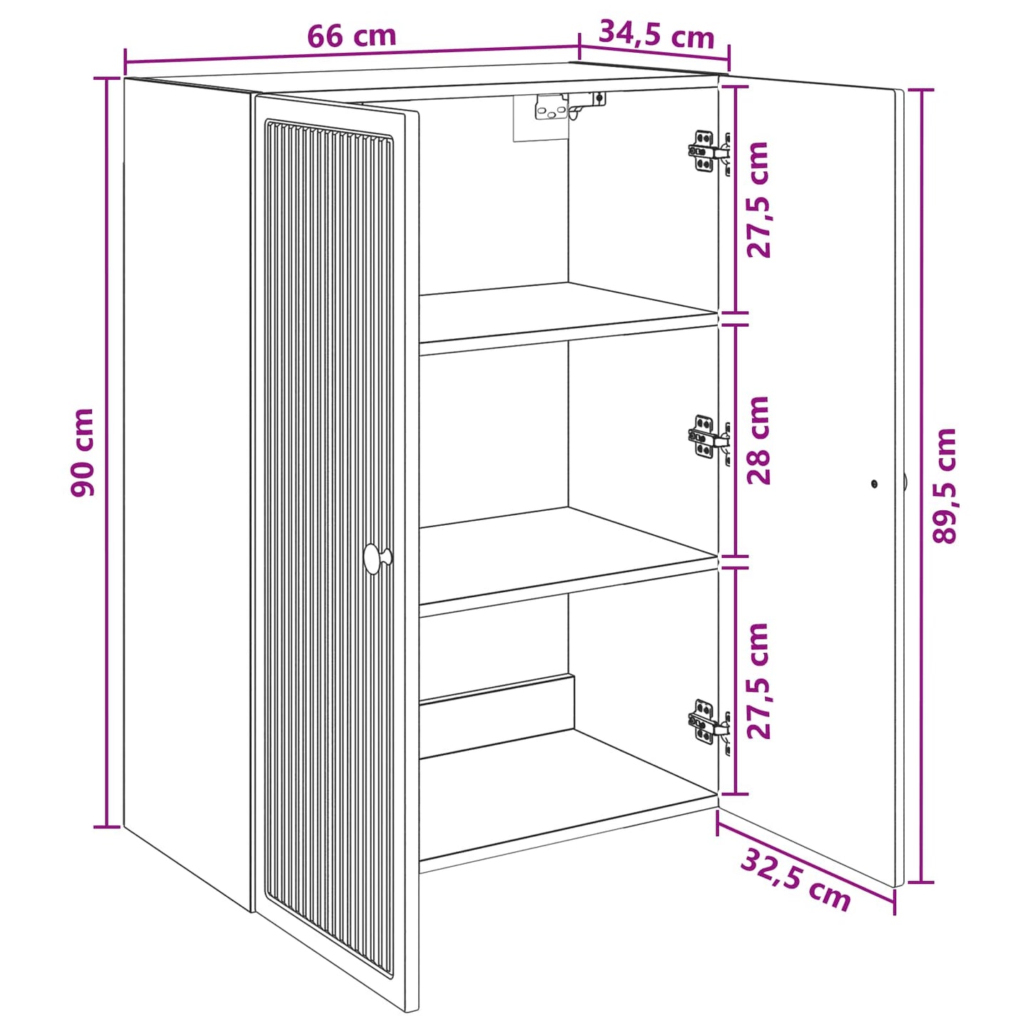 vidaXL Wall-Mounted Cabinet 66 x 34.5 x 90 cm Engineered Wood