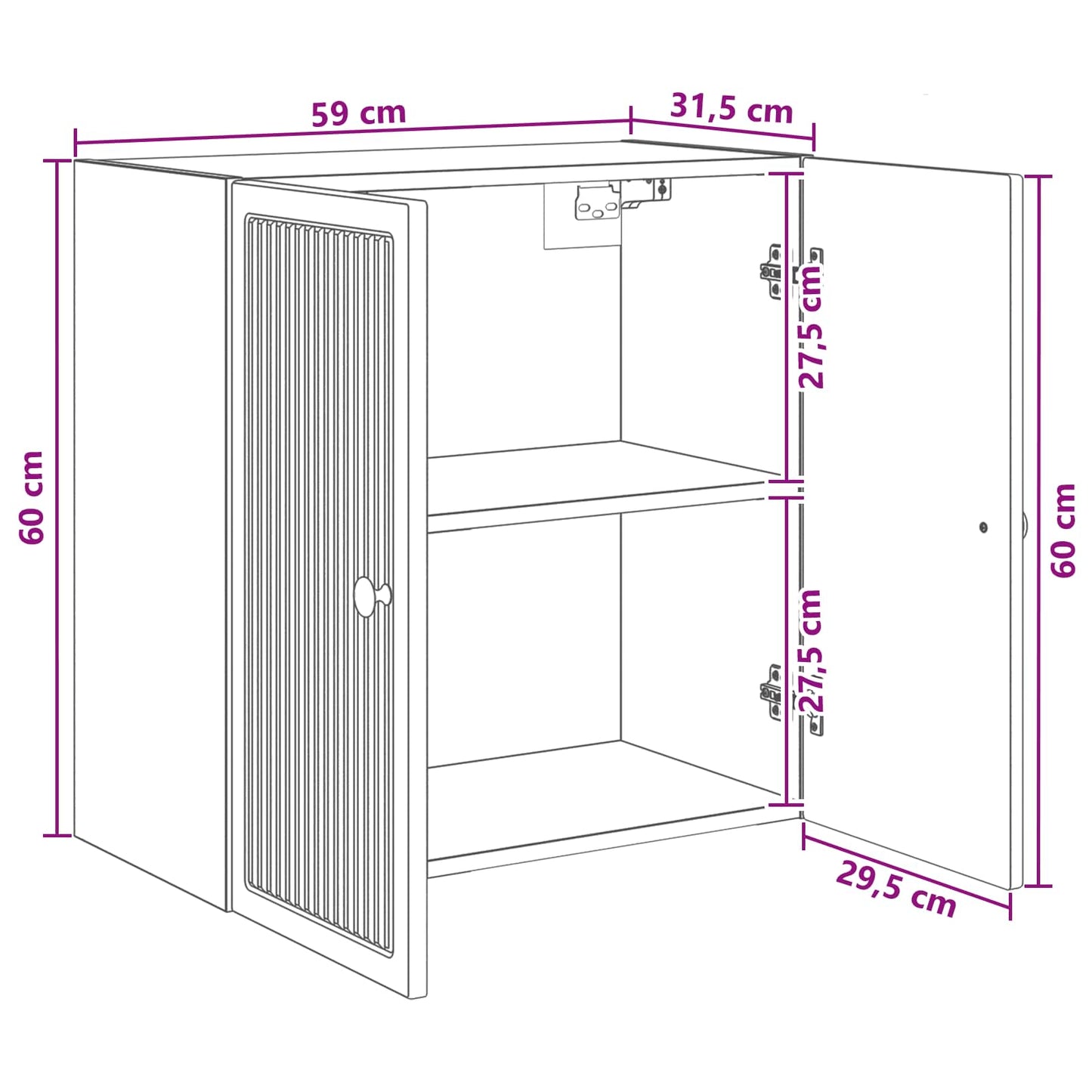 vidaXL Wall-Mounted Cabinet Black 59 x 31 x 60 cm Engineered Wood