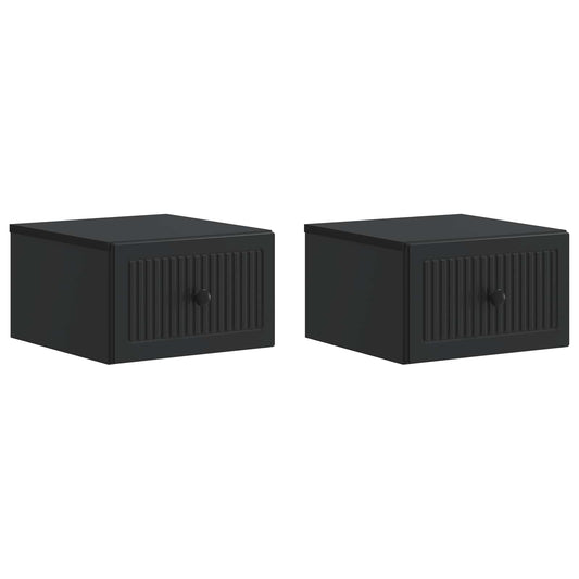 vidaXL Wall-Mounted Bedside Cabinet 2 pcs Black 33 x 34.5 x 20 cm