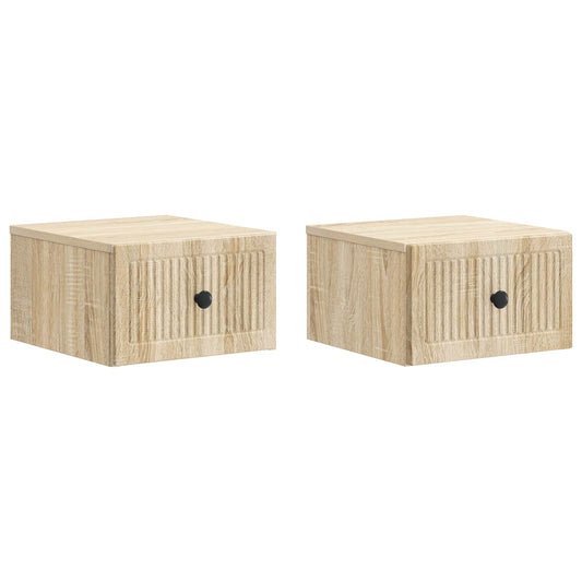 vidaXL Wall-Mounted Bedside Cabinet 2 pcs Sonoma Oak 33 x 34.5 x 20 cm