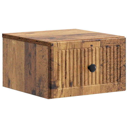 vidaXL Wall-Mounted Bedside Cabinet Old Wood 33 x 34.5 x 20 cm