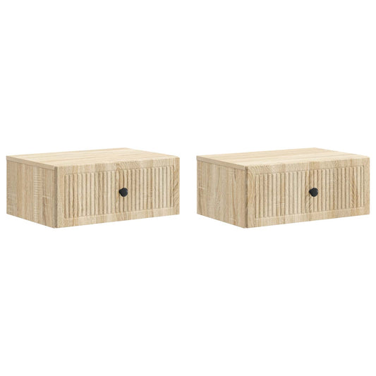 vidaXL Bedside Cabinet with Drawer 2 pcs Sonoma Oak 49 x 34.5 x 20 cm