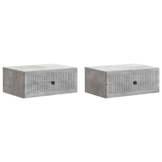 vidaXL Bedside Cabinet 2 pcs Concrete Grey 49 x 34.5 x 20 cm
