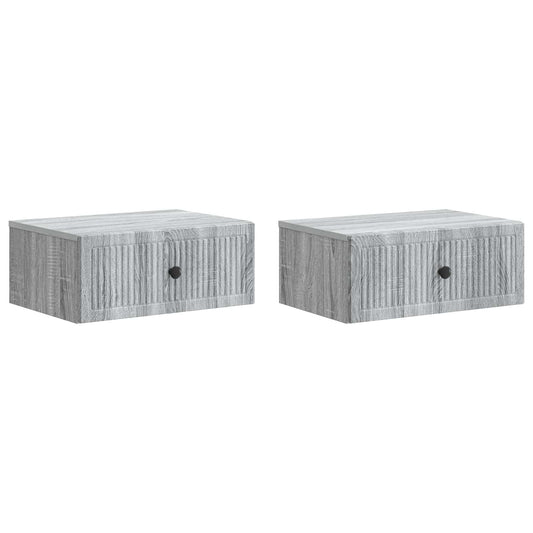 vidaXL Bedside Cabinet with Drawer 2 pcs Grey Sonoma 49 x 34.5 x 20 cm