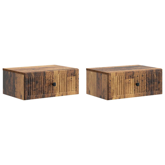 vidaXL Bedside Cabinet with Drawer 2 pcs Old Wood 49 x 34.5 x 20 cm