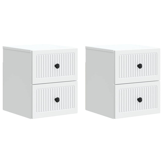 vidaXL Wall-Mounted Bedside Cabinet 2 pcs White 33 x 34.5 x 40 cm