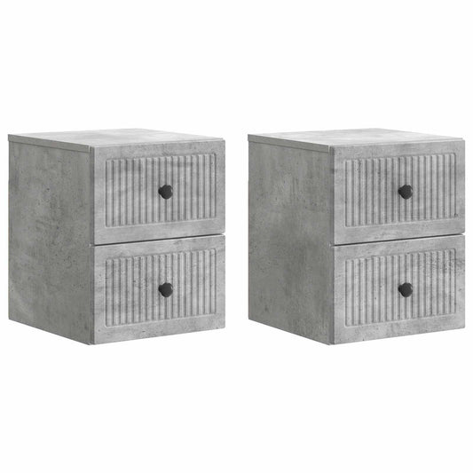 vidaXL Wall-Mounted Bedside Cabinet with Drawer 2 pcs Concrete Grey