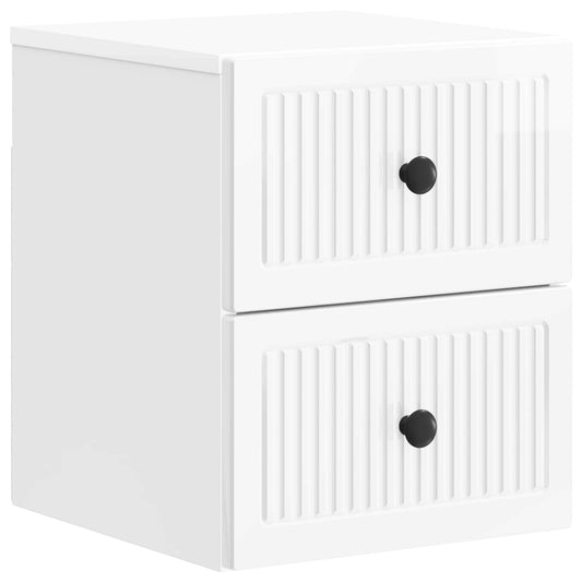 vidaXL Wall-Mounted Bedside Cabinet High Gloss White 33 x 34.5 x 40 cm