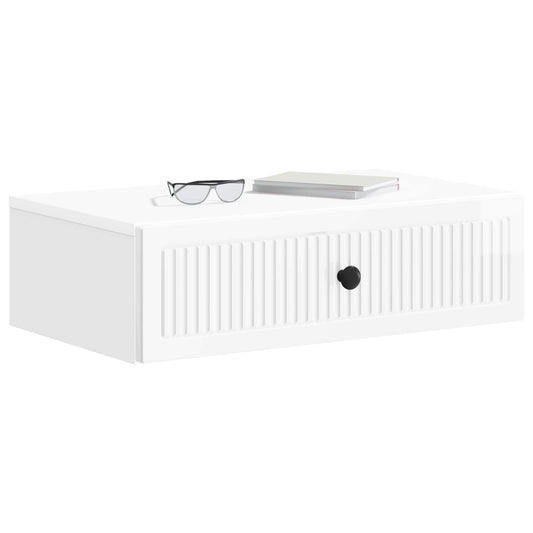 vidaXL Wall-Mounted Side Table High Gloss White 59 x 34.5 x 17 cm