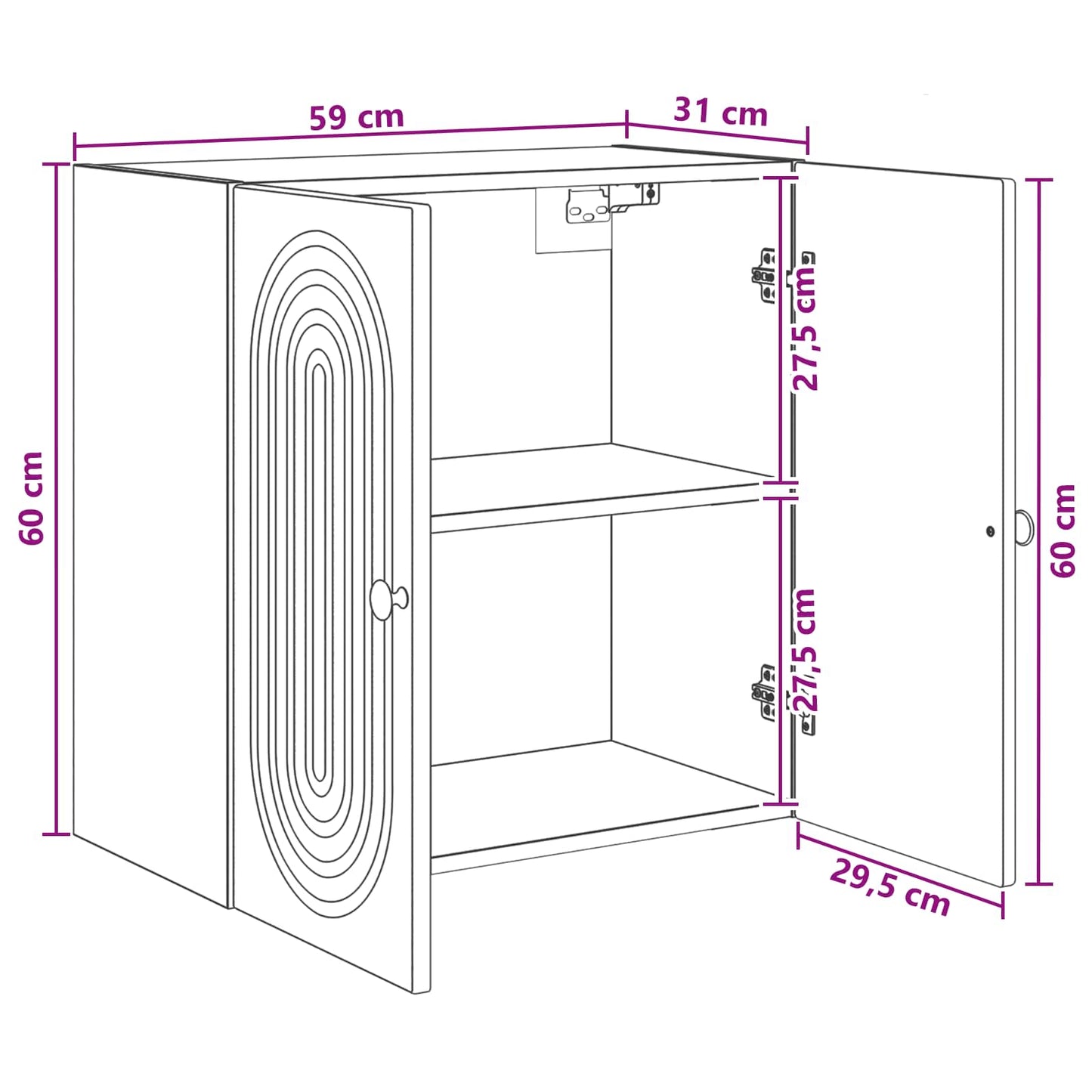 vidaXL Wall-Mounted Cabinet Grey Sonoma 59 x 31 x 60 cm