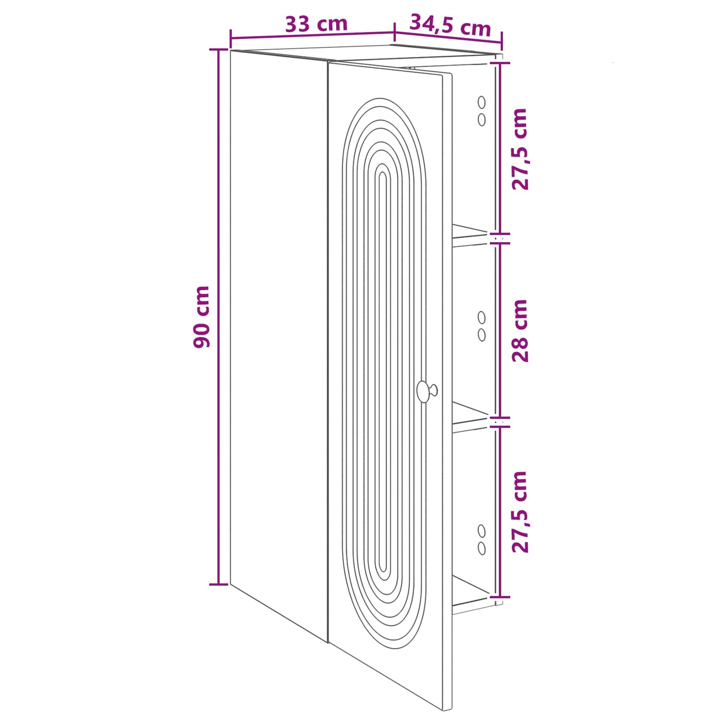 vidaXL Wall-Mounted Cabinet Grey Sonoma 33 x 34.5 x 90 cm