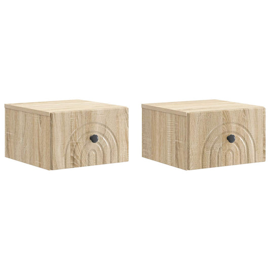 vidaXL Wall-Mounted Bedside Cabinet 2 pcs Sonoma Oak 33 x 34.5 x 20 cm