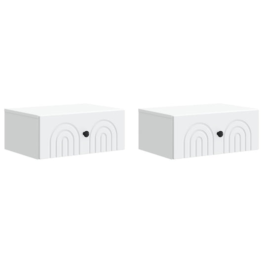 vidaXL Wall-Mounted Bedside Cabinet 2 pcs White 49 x 34.5 x 20 cm