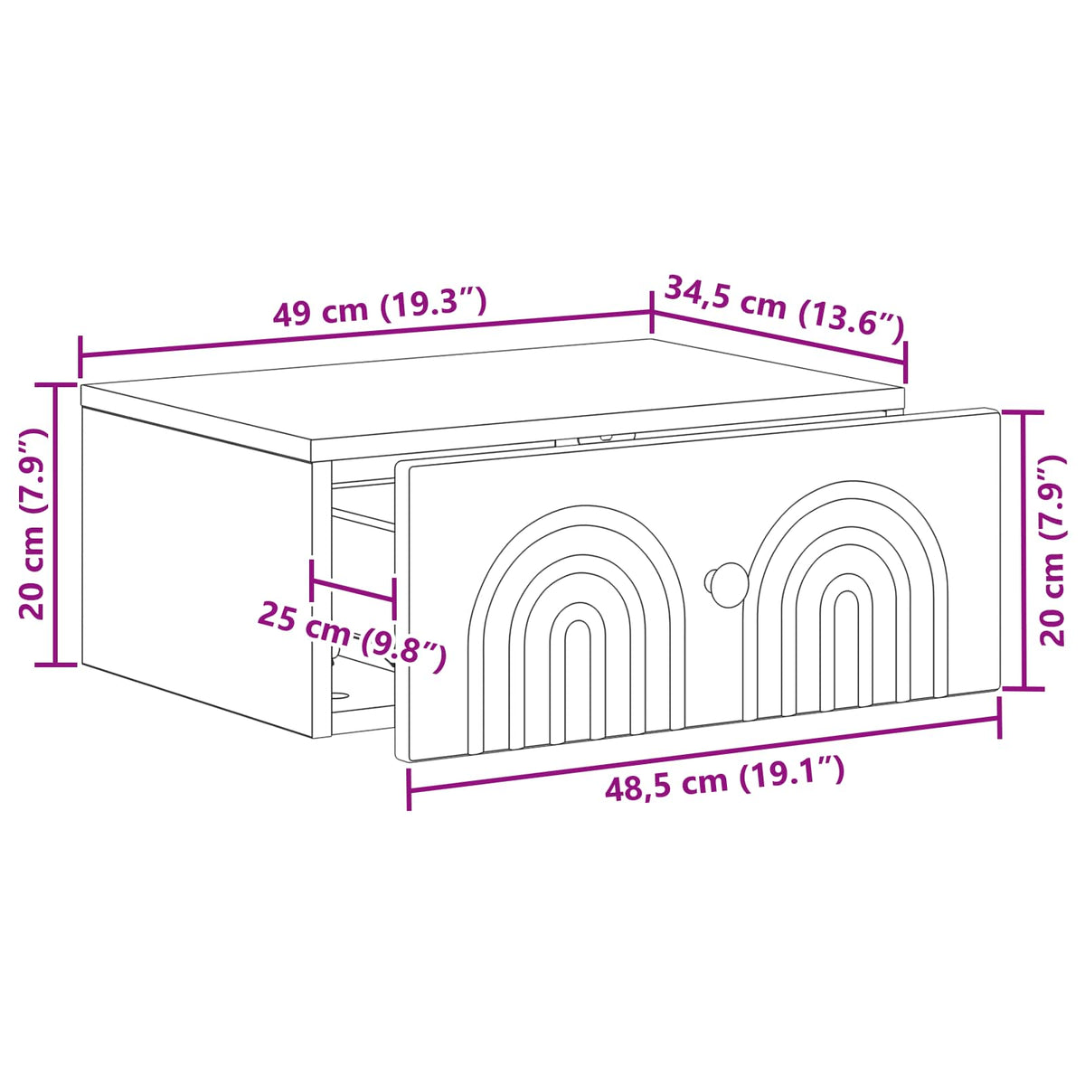 vidaXL Wall-Mounted Bedside Cabinet 2 pcs White 49 x 34.5 x 20 cm