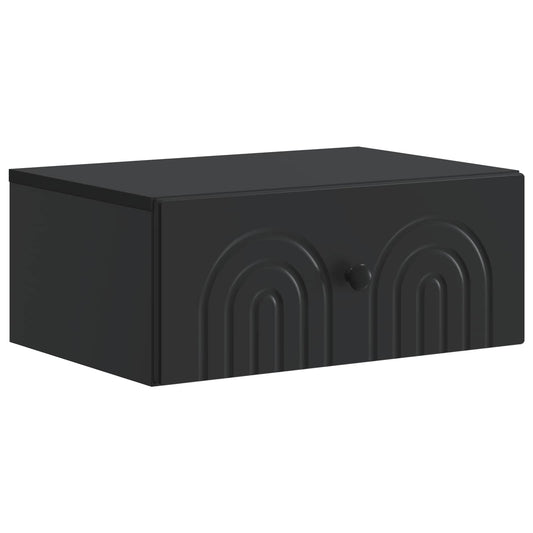 vidaXL Wall-Mounted Bedside Cabinet Black 49 x 34.5 x 20 cm