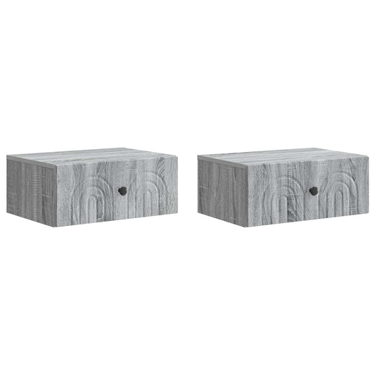 vidaXL Wall-Mounted Bedside Cabinet 2 pcs Grey Sonoma Engineered Wood