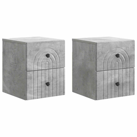 vidaXL Wall-Mounted Bedside Cabinet with Drawer 2 pcs Concrete Grey