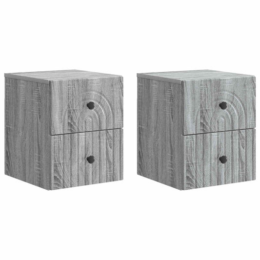 vidaXL Wall-Mounted Bedside Cabinet 2 pcs Grey Sonoma Engineered Wood