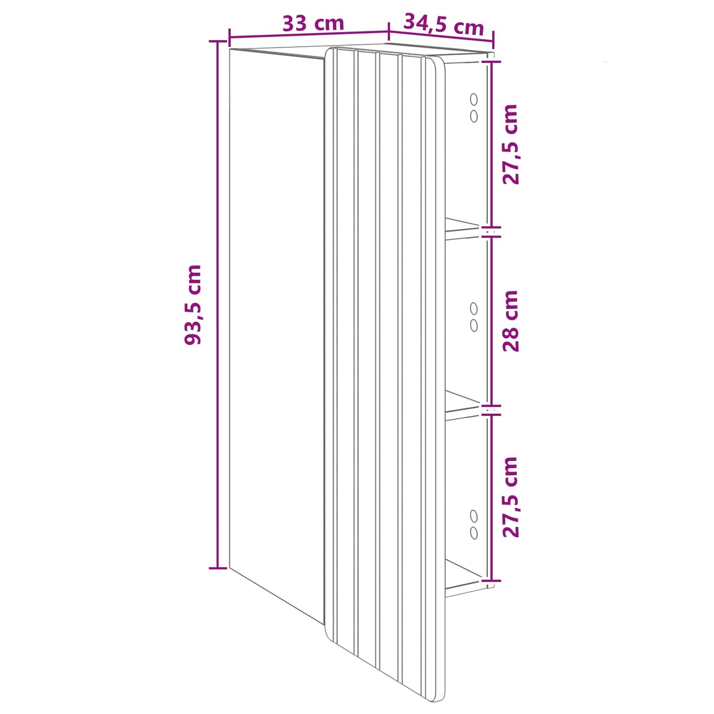 vidaXL Wall-Mounted Cabinet Smoked Oak 33 x 34.5 x 94 cm