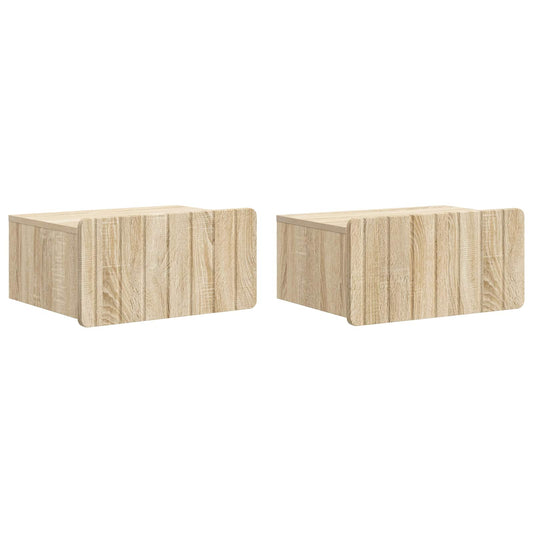 vidaXL Wall-Mounted Bedside Cabinet 2 pcs Sonoma Oak 49 x 34.5 x 24 cm