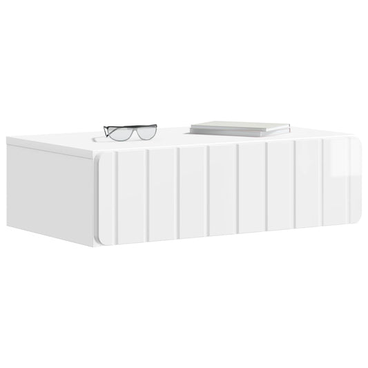 vidaXL Wall-Mounted Side Table High Gloss White 59 x 34.5 x 17 cm