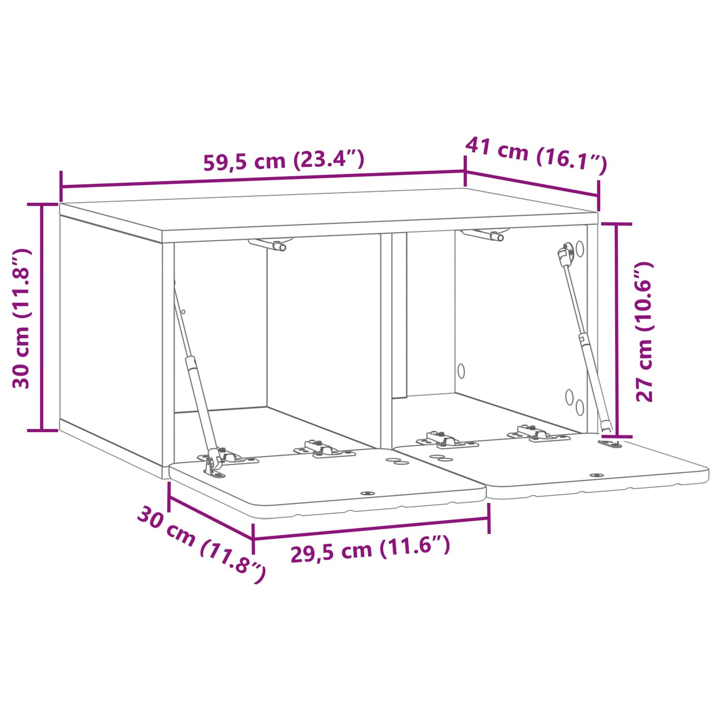 vidaXL Wall-Mounted TV Cabinet 59.5 x 41 x 30 cm Artisan Oak