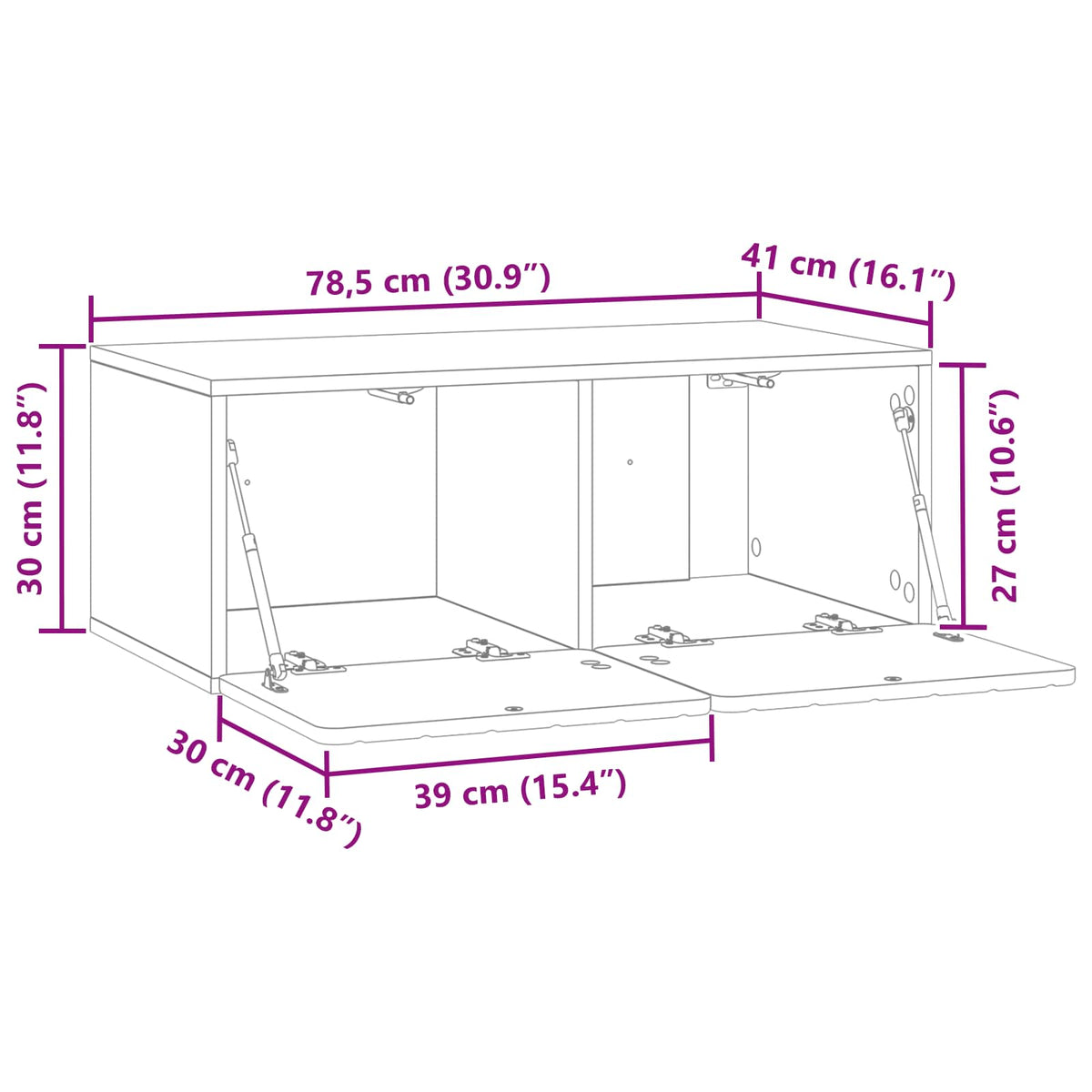 vidaXL Wall-Mounted TV Cabinet 78.5 x 41 x 30 cm Smoked Oak