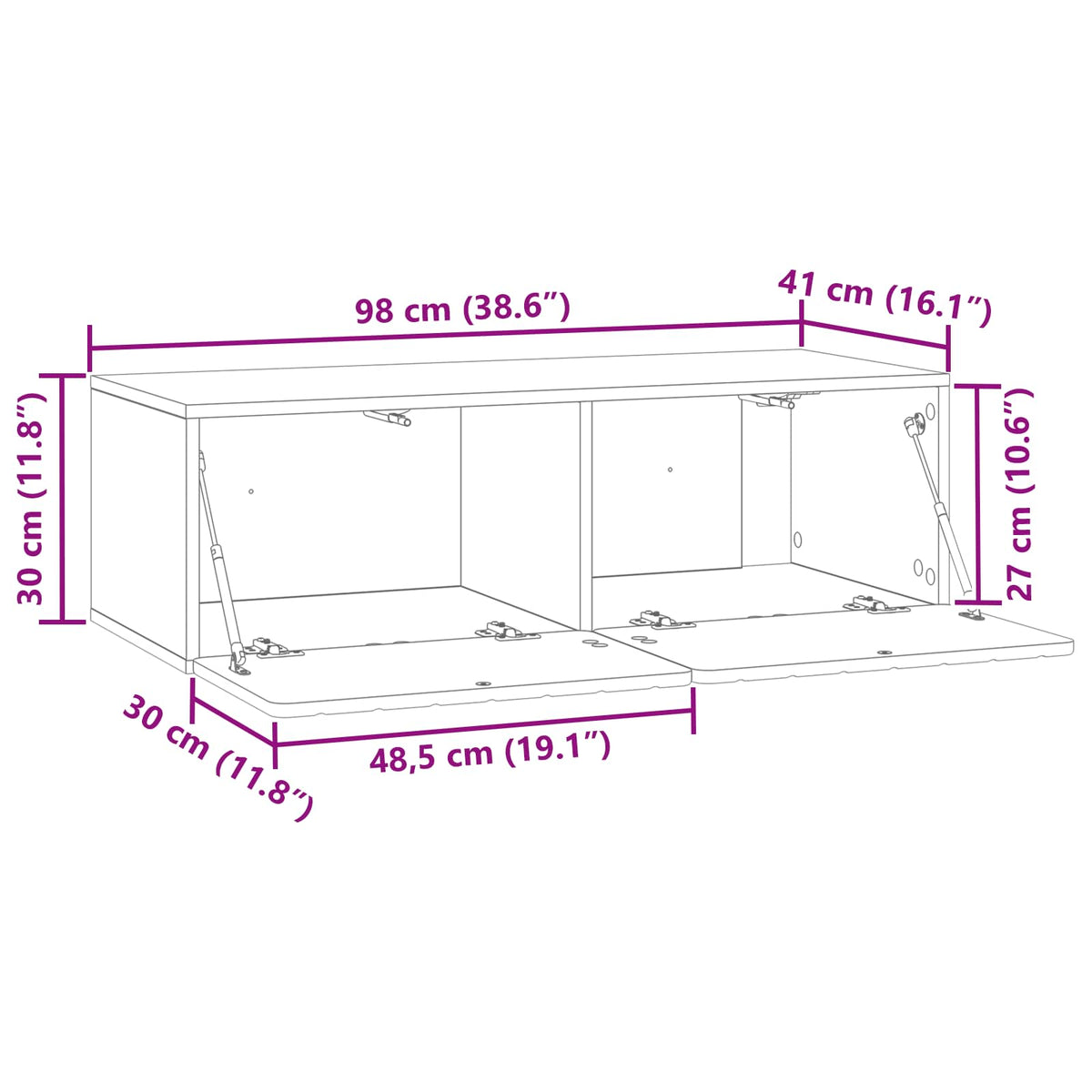 vidaXL Wall-Mounted TV Cabinet 98 x 41 x 30 cm Smoked Oak