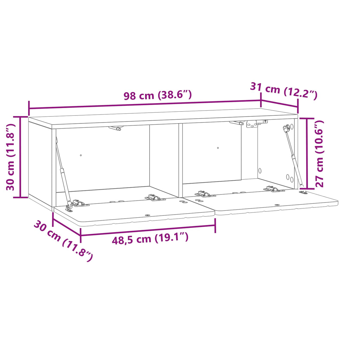 vidaXL Wall-Mounted TV Cabinet 98 x 31 x 30 cm Concrete Grey