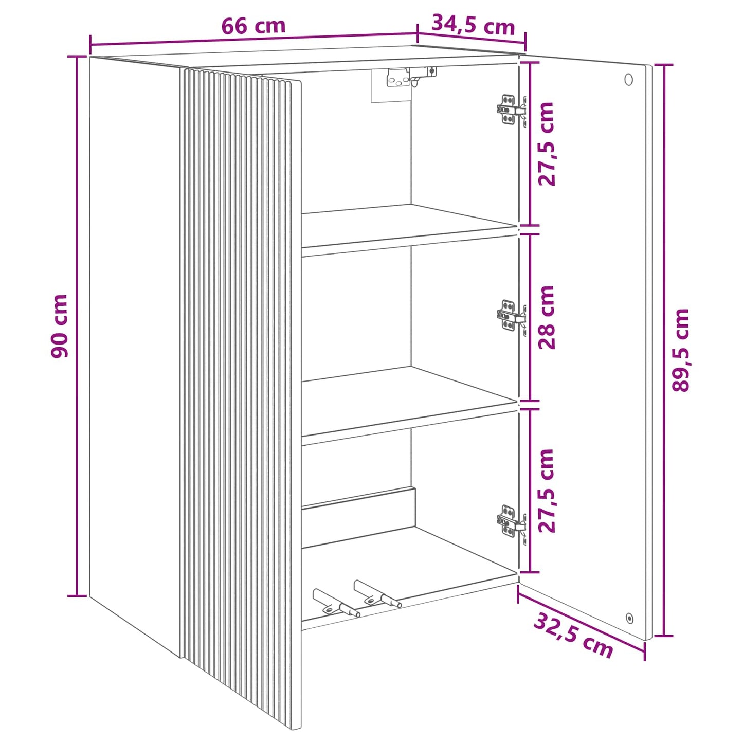 vidaXL Wall-Mounted Cabinet 66 x 34.5 x 90 cm Engineered Wood