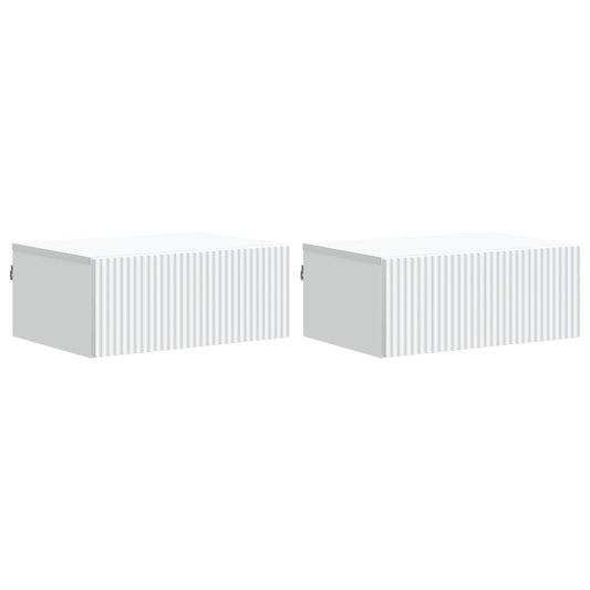vidaXL Wall-Mounted Bedside Cabinet 2 pcs White 49 x 34.5 x 20 cm