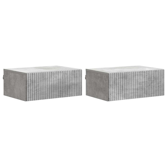 vidaXL Wall-Mounted Bedside Cabinet with Drawer 2 pcs Concrete Grey
