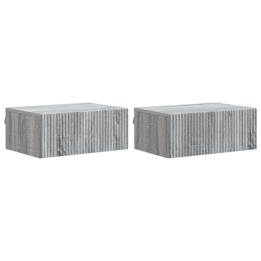 vidaXL Wall-Mounted Bedside Cabinet 2 pcs Grey Sonoma Engineered Wood