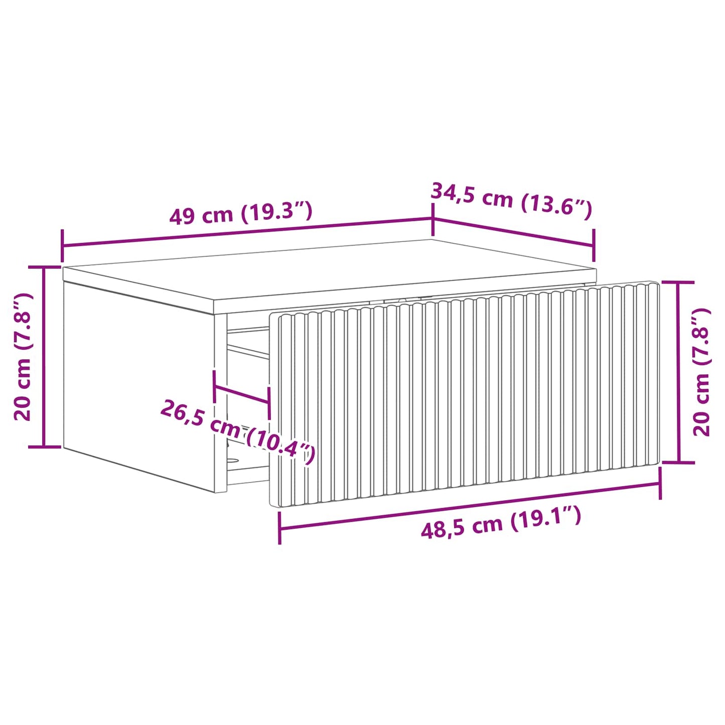 vidaXL Wall-Mounted Bedside Cabinet 2 pcs Old Wood 49 x 34.5 x 20 cm