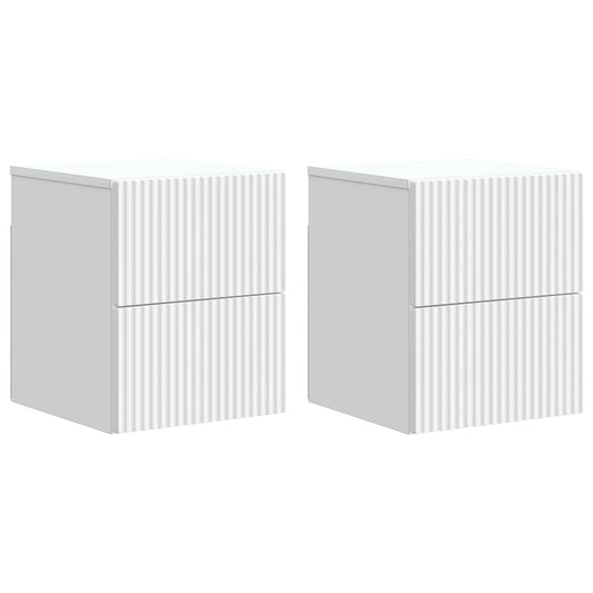 vidaXL Wall-Mounted Bedside Cabinet 2 pcs White 33 x 34.5 x 40 cm