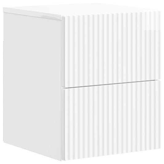 vidaXL Wall-Mounted Bedside Cabinet High Gloss White 33 x 34.5 x 40 cm