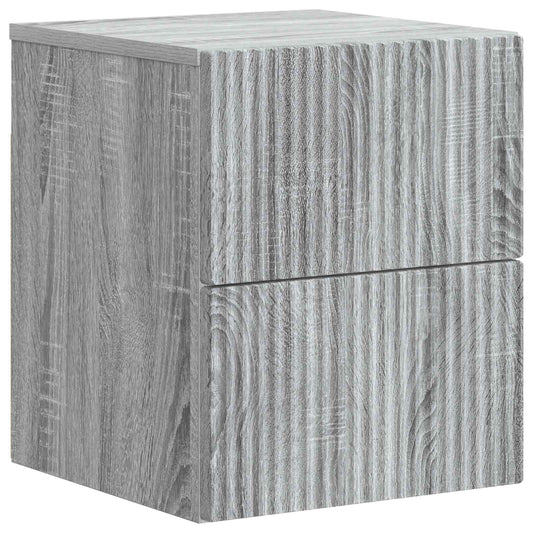 vidaXL Wall-Mounted Bedside Cabinet Grey Sonoma 33 x 34.5 x 40 cm