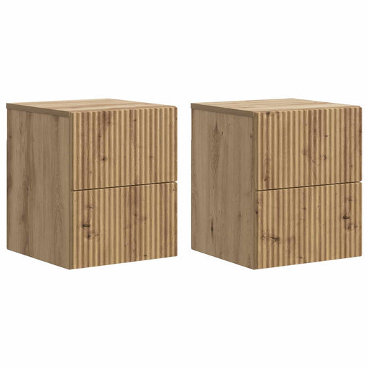 vidaXL Wall-Mounted Bedside Cabinet 2 pcs Artisan Oak